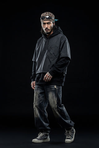 Black techwear hoodie