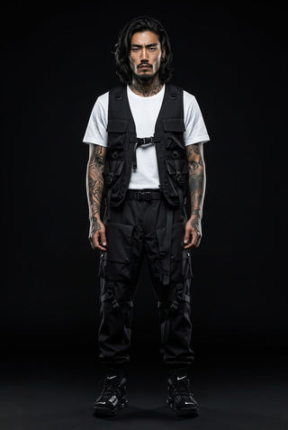 Techwear pants with straps