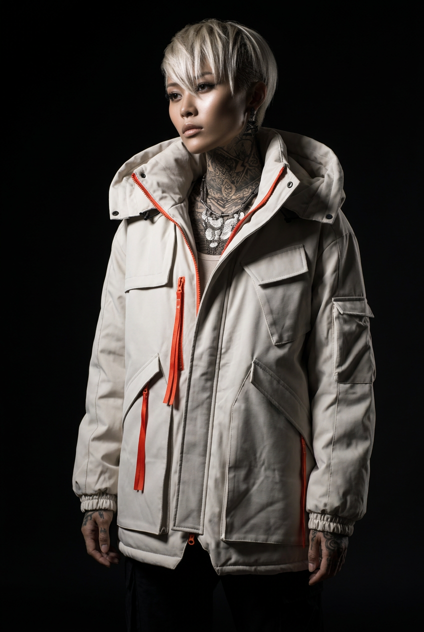 White techwear jacket